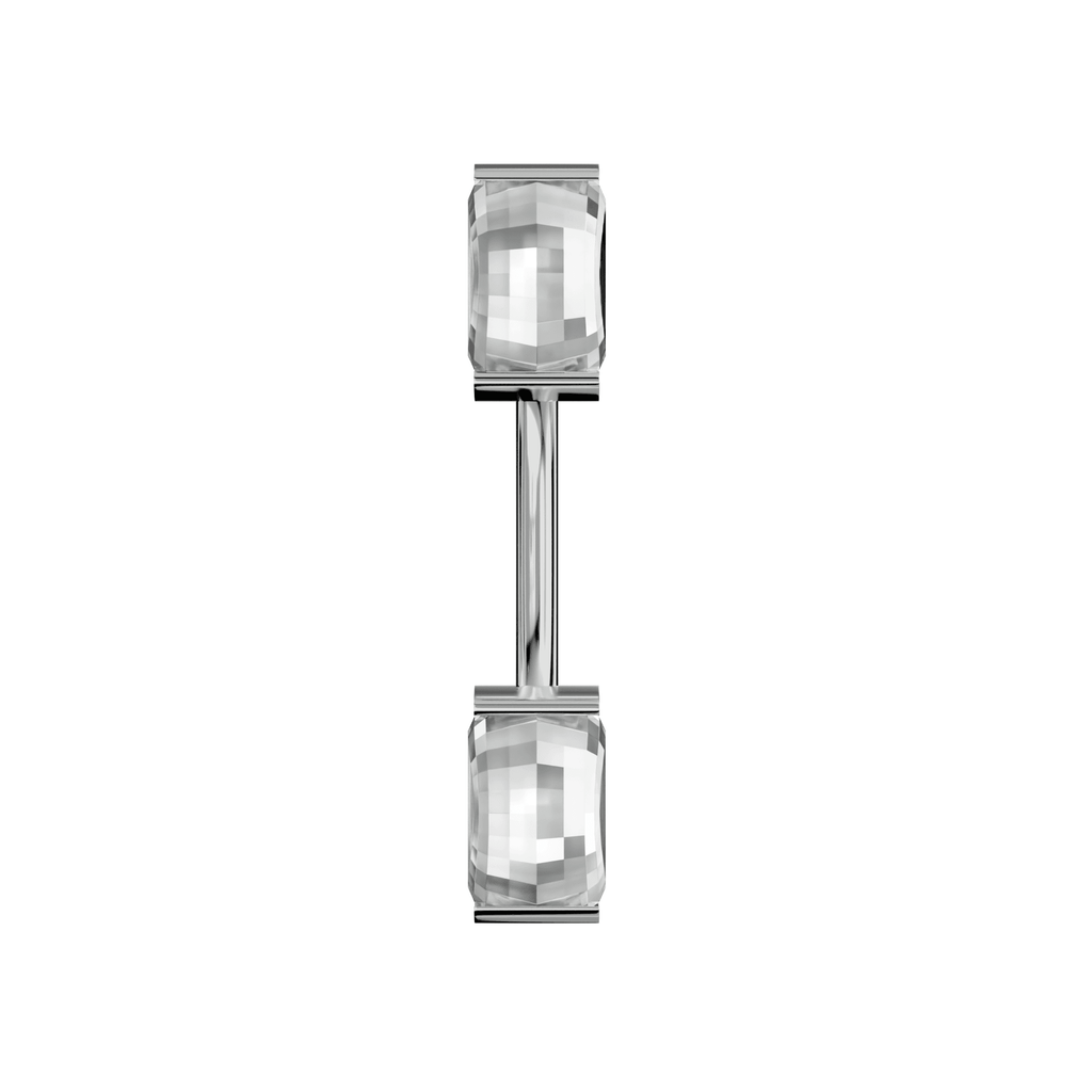 925 Sterling Silver Double Jewelled Spinal Belly Button Ring