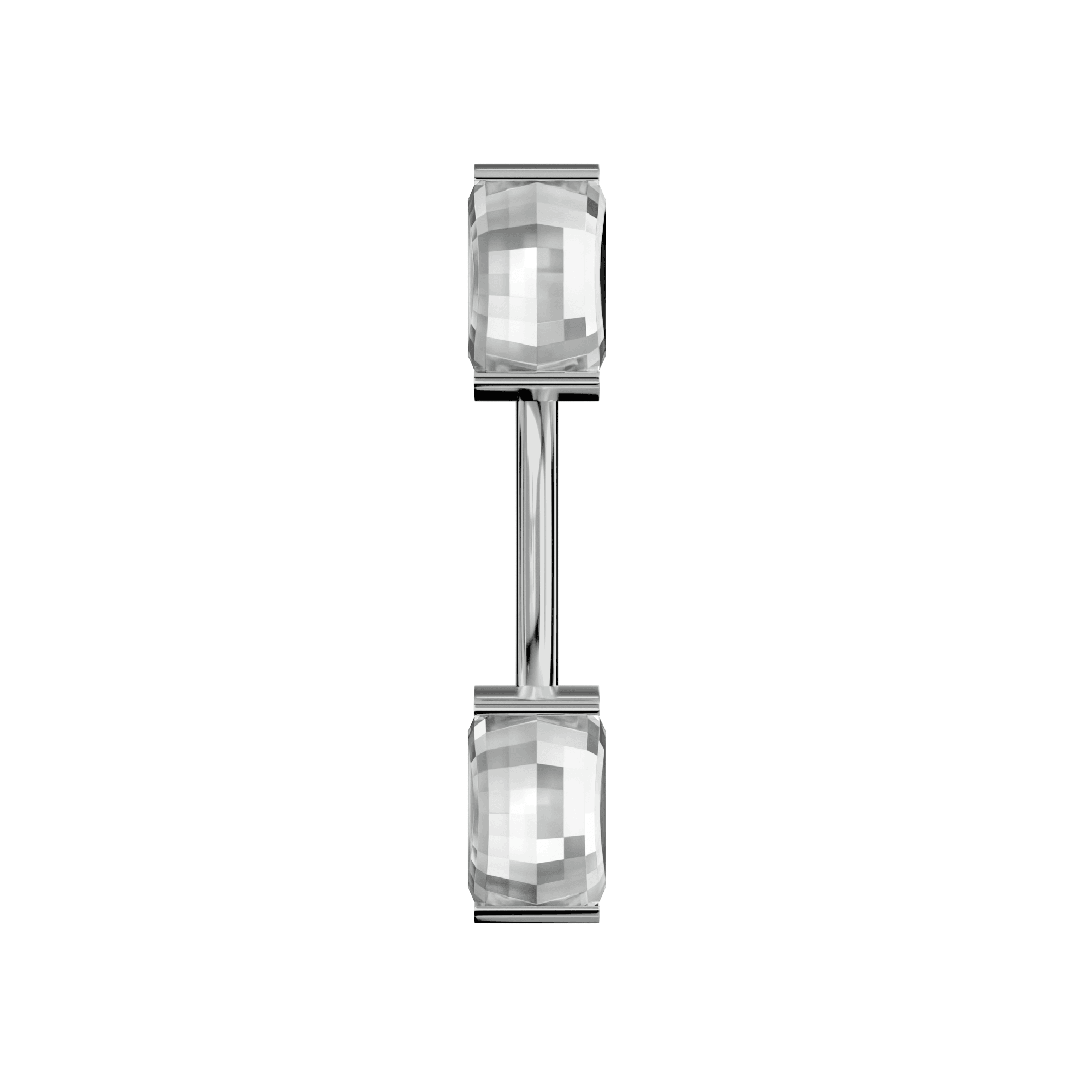 925 Sterling Silver Double Jewelled Spinal Belly Button Ring