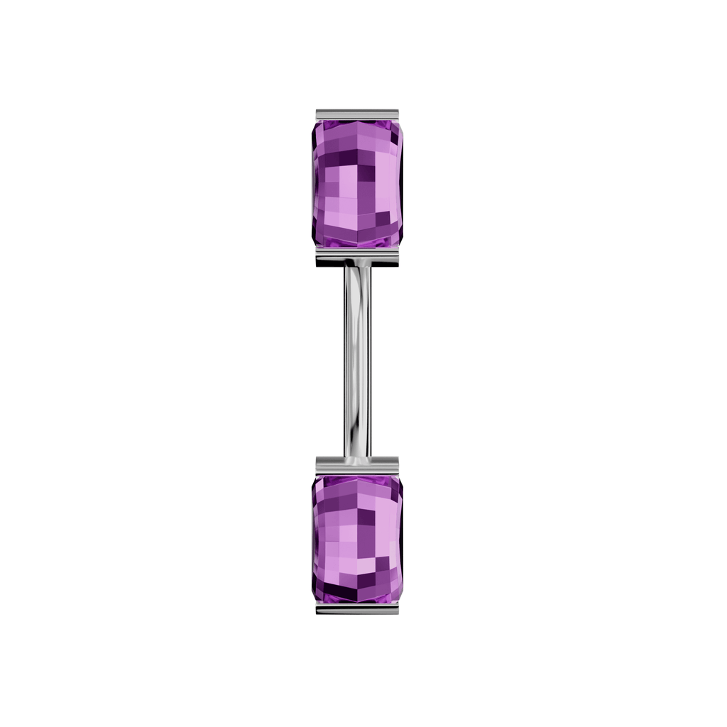 925 Sterling Silver Double Jewelled Spinal Belly Button Ring