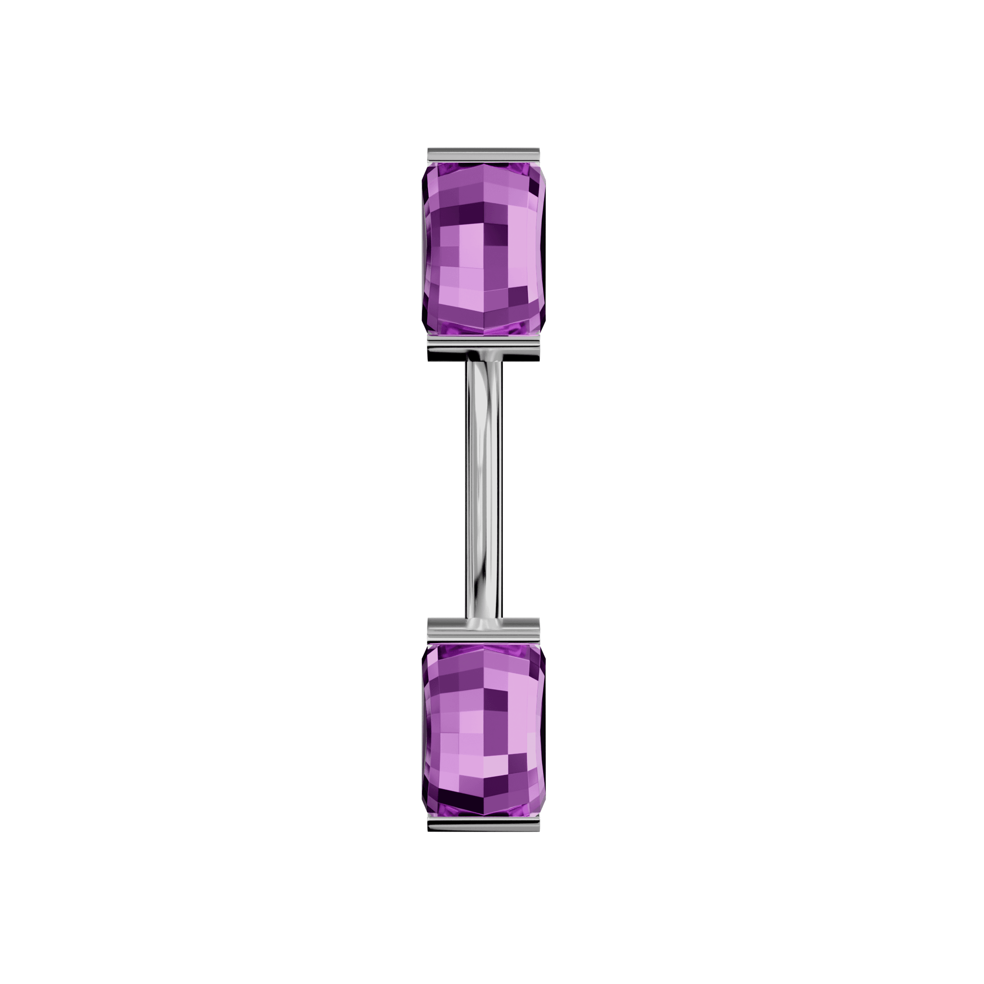 925 Sterling Silver Double Jewelled Spinal Belly Button Ring