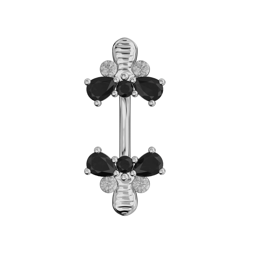 925 Sterling Silver Jewelled Bumble Bees Spinal Ring