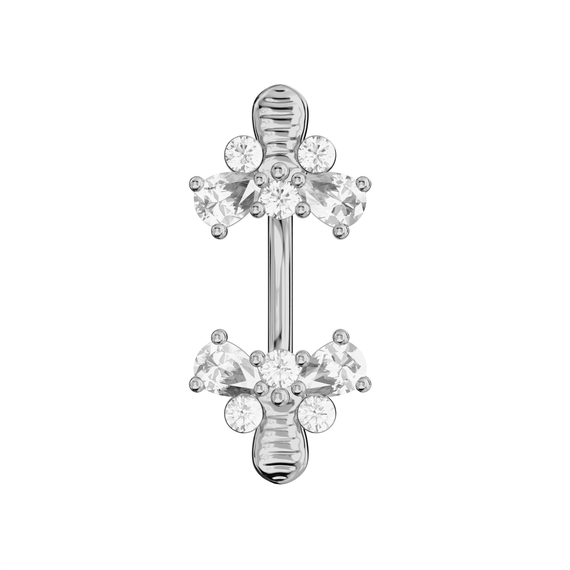 925 Sterling Silver Jewelled Bumble Bees Spinal Ring