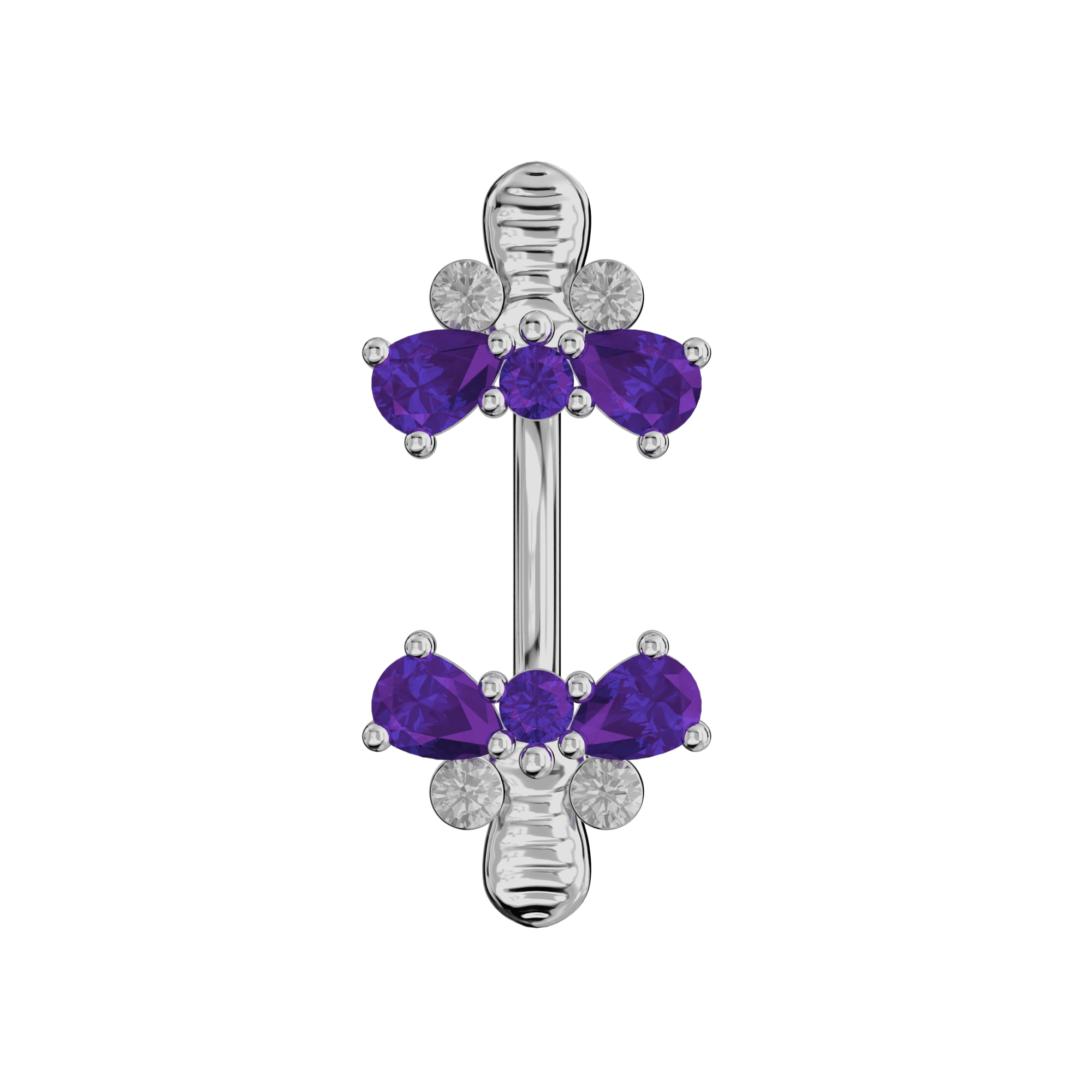 925 Sterling Silver Jewelled Bumble Bees Spinal Ring