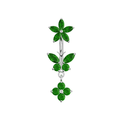 925 Sterling Silver Jewelled Butterfly Dangling Flower Spinal Ring