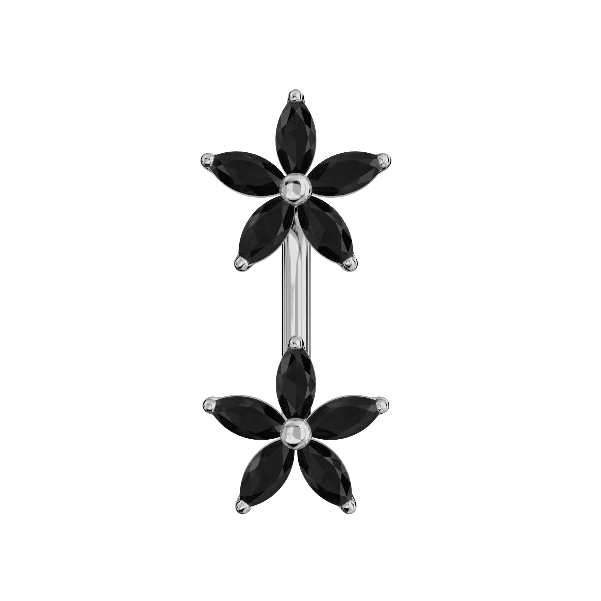 925 Sterling Silver Jewelled Daisies Spinal Belly Button Ring