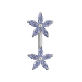 925 Sterling Silver Jewelled Daisies Spinal Belly Button Ring