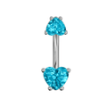 925 Sterling Silver Jewelled Hearts Spinal Belly Button Ring