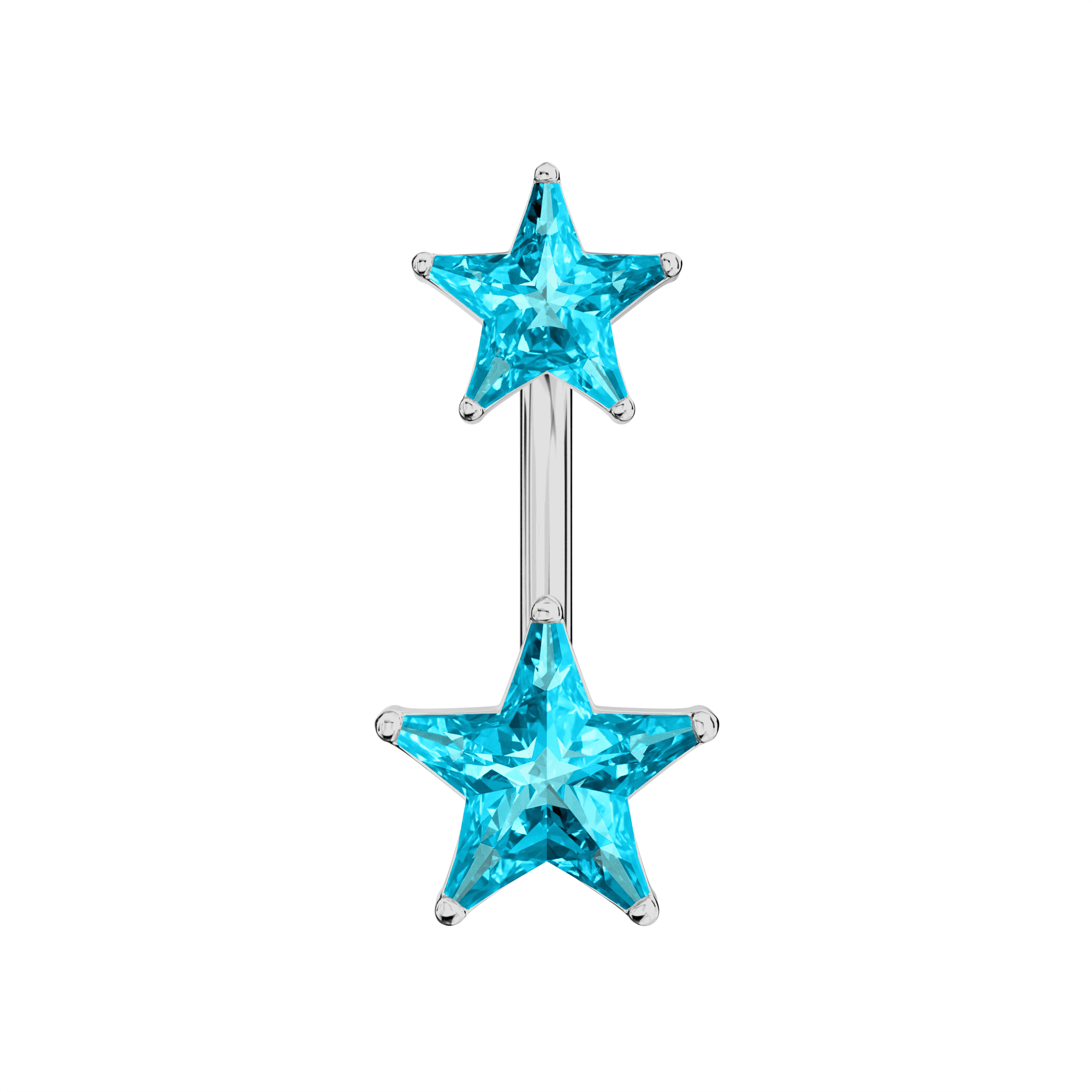 925 Sterling Silver Jewelled Star Studded Spinal Belly Button Ring