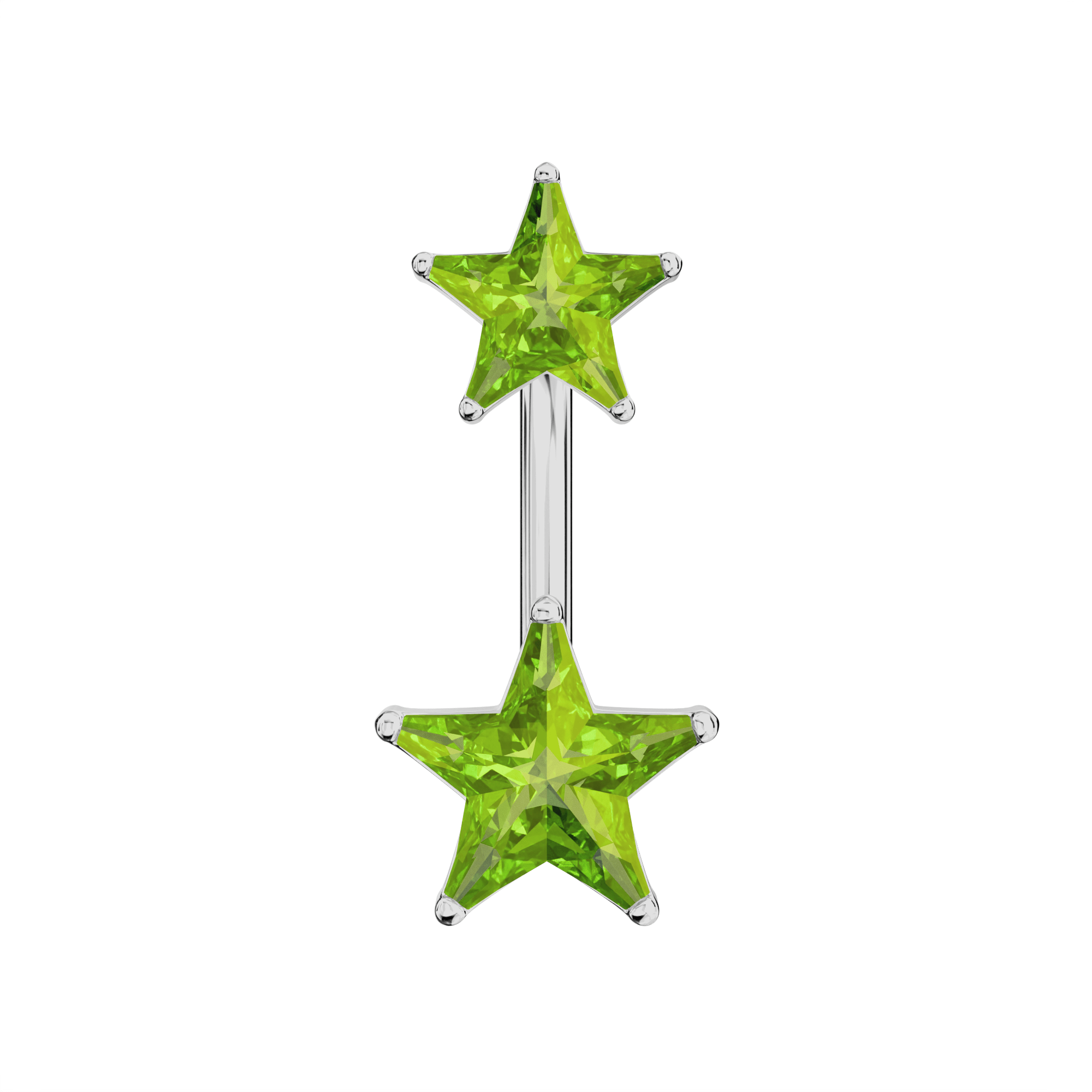 925 Sterling Silver Jewelled Star Studded Spinal Belly Button Ring