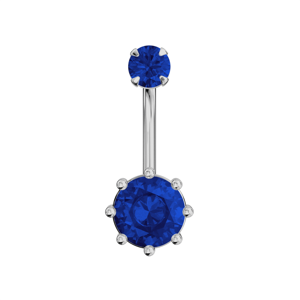 925 Sterling Silver Round Jewelled Spinal Belly Ring