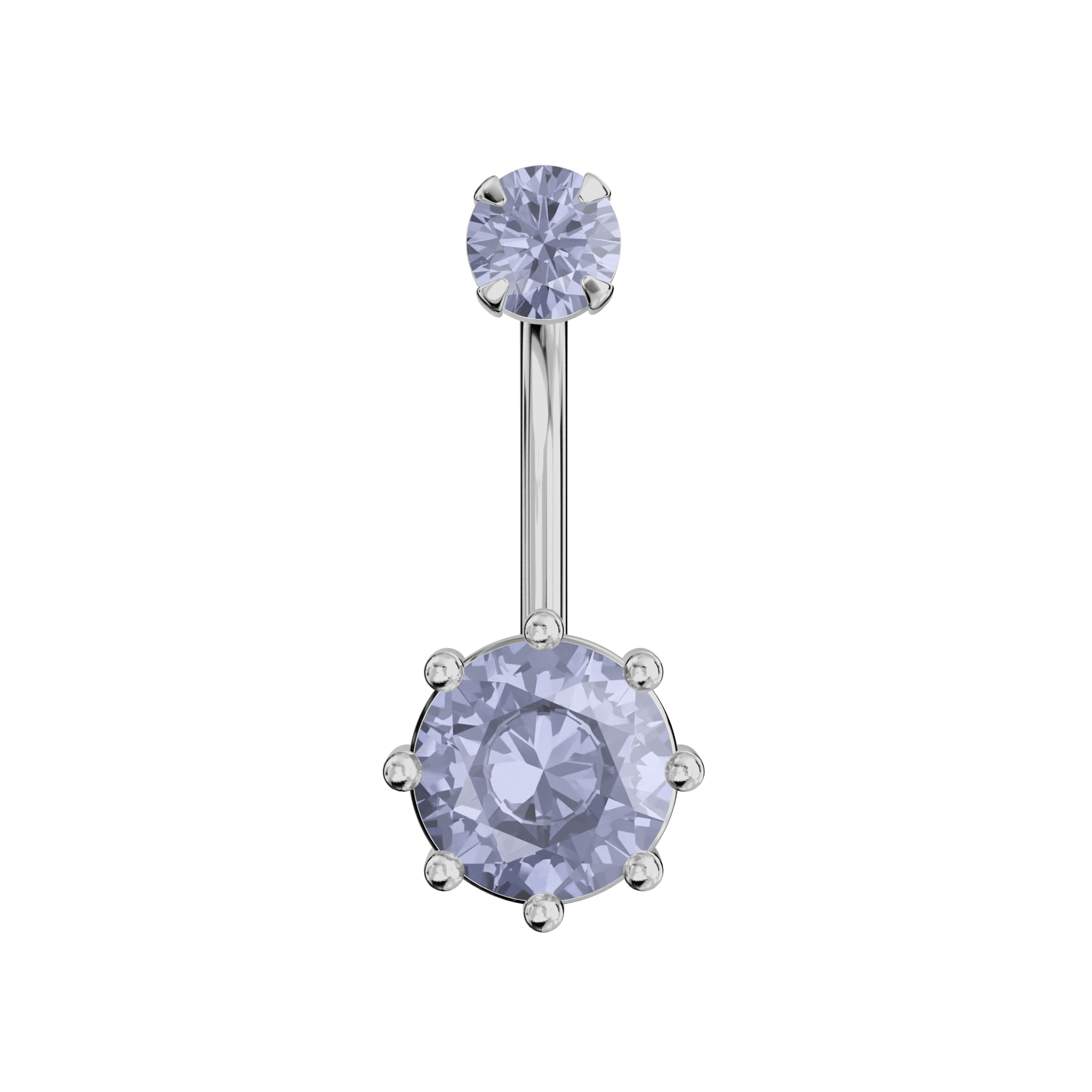 925 Sterling Silver Round Jewelled Spinal Belly Ring