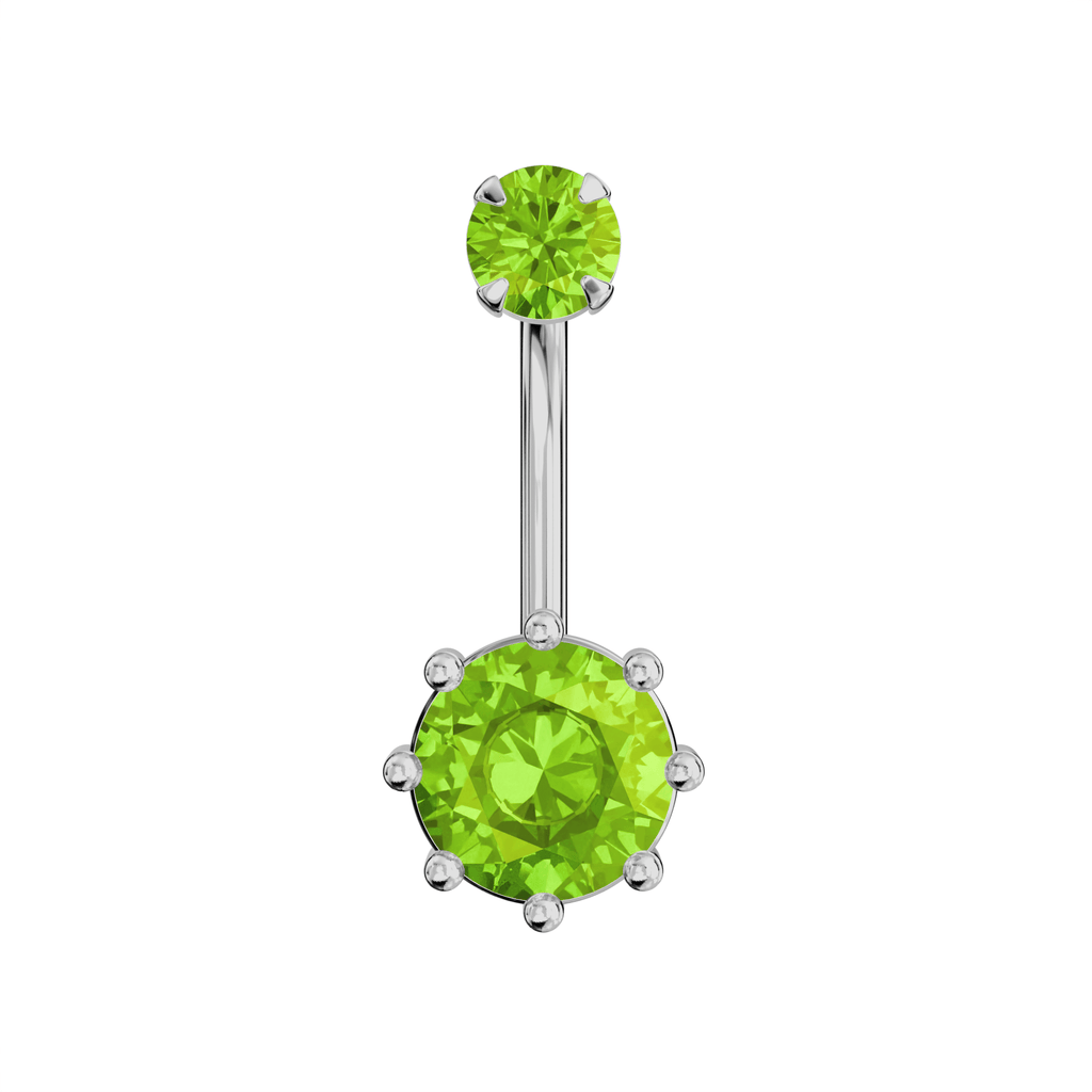 925 Sterling Silver Round Jewelled Spinal Belly Ring