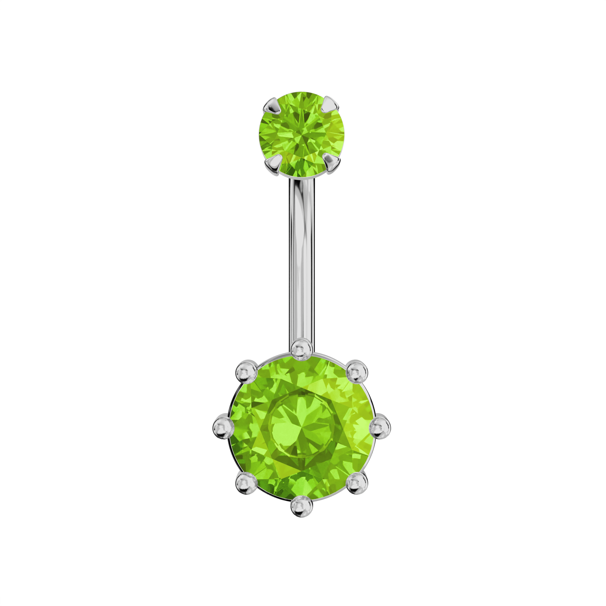 925 Sterling Silver Round Jewelled Spinal Belly Ring