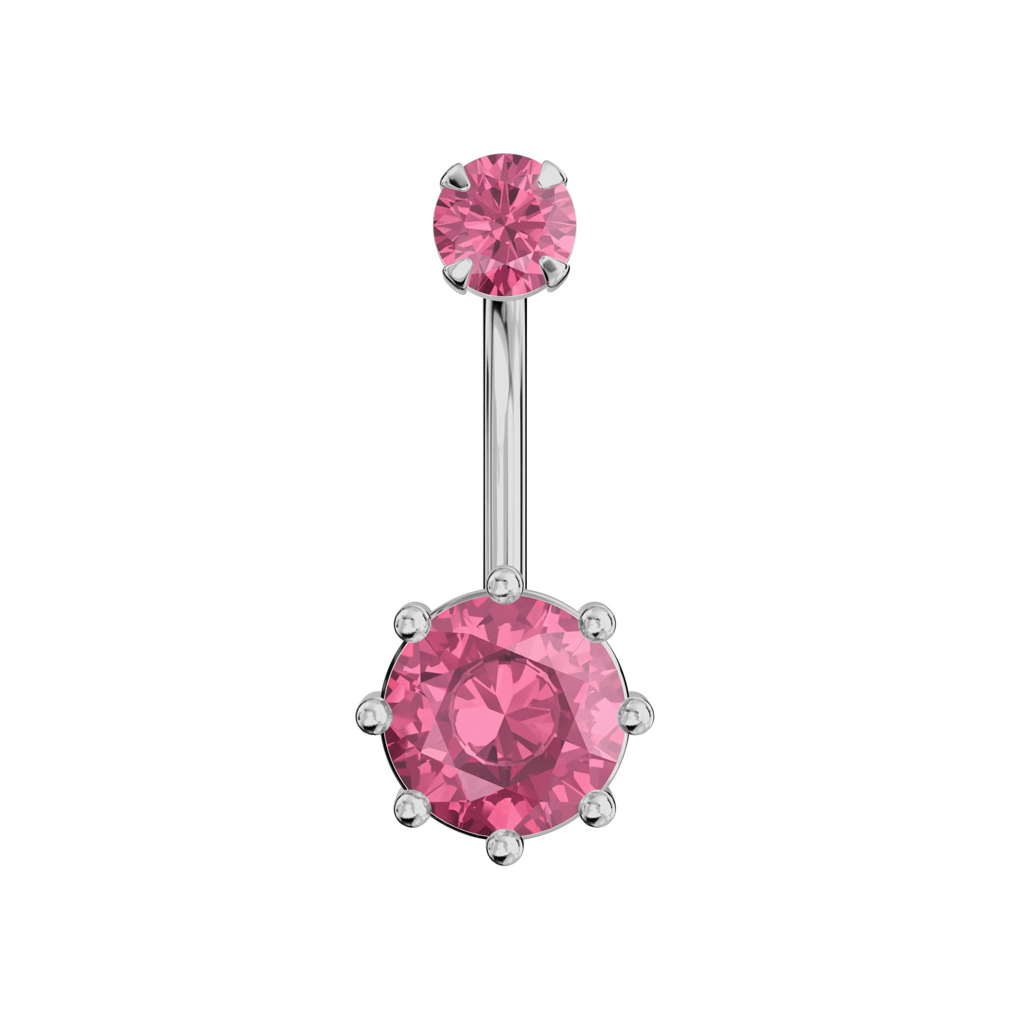 925 Sterling Silver Round Jewelled Spinal Belly Ring