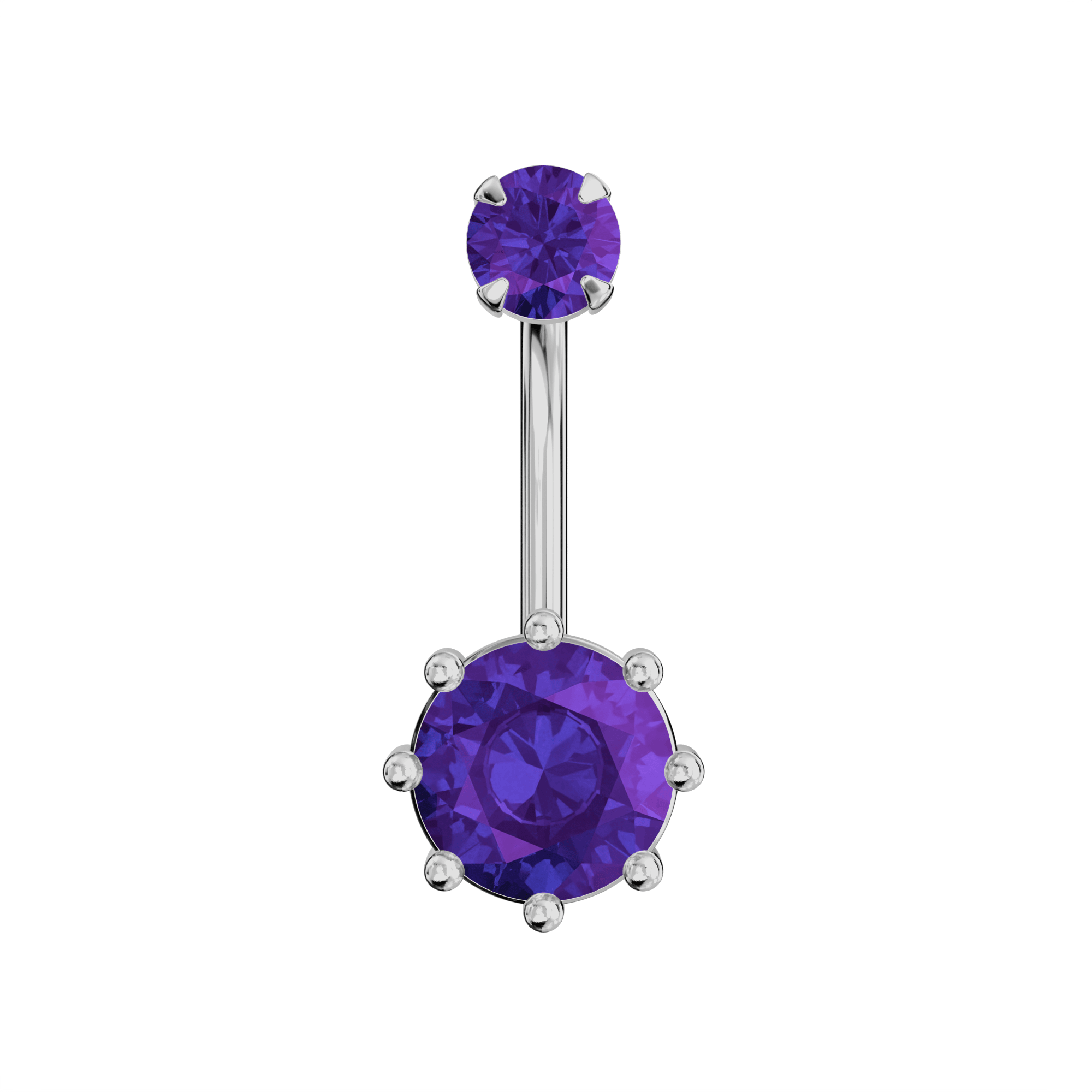925 Sterling Silver Round Jewelled Spinal Belly Ring