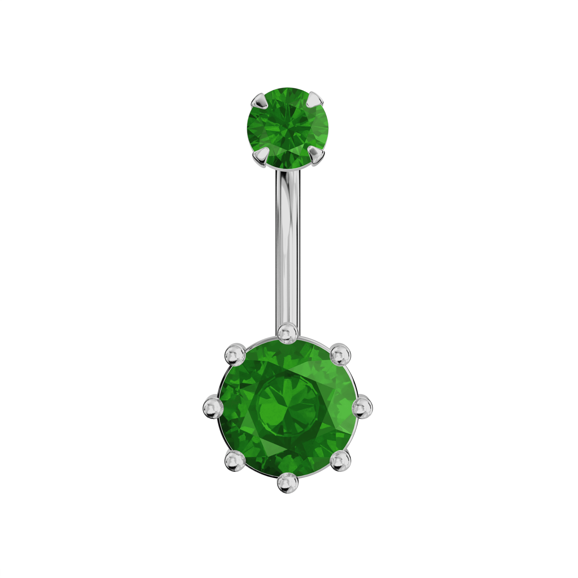 925 Sterling Silver Round Jewelled Spinal Belly Ring