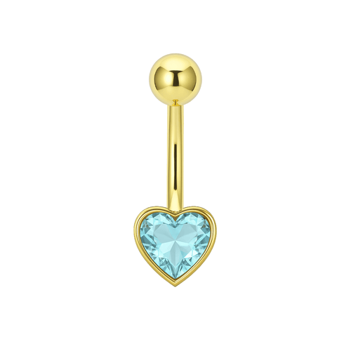 14K Gold Jewelled Heart Belly Ring