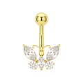 14K Gold Studded Dragonfly Belly Ring