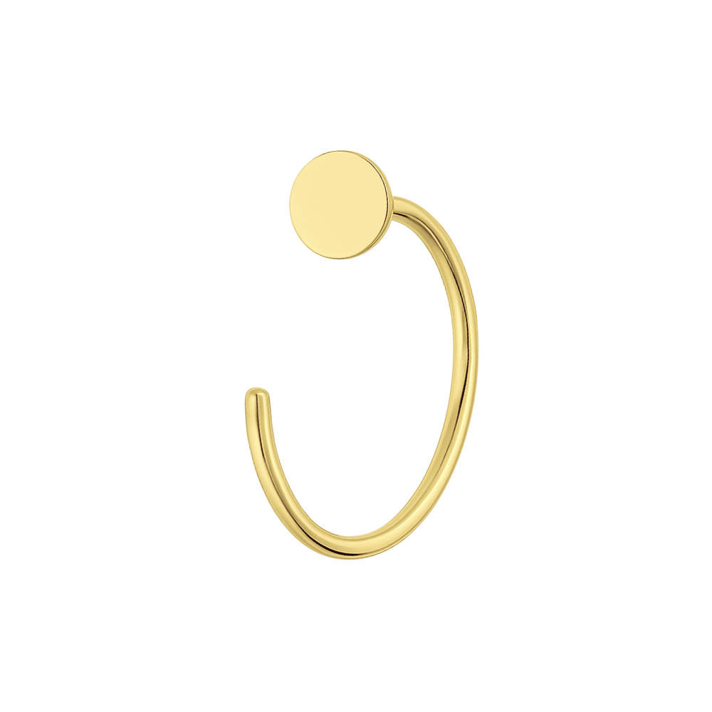 9K Gold Flat Button End Open Hoop Nose Ring