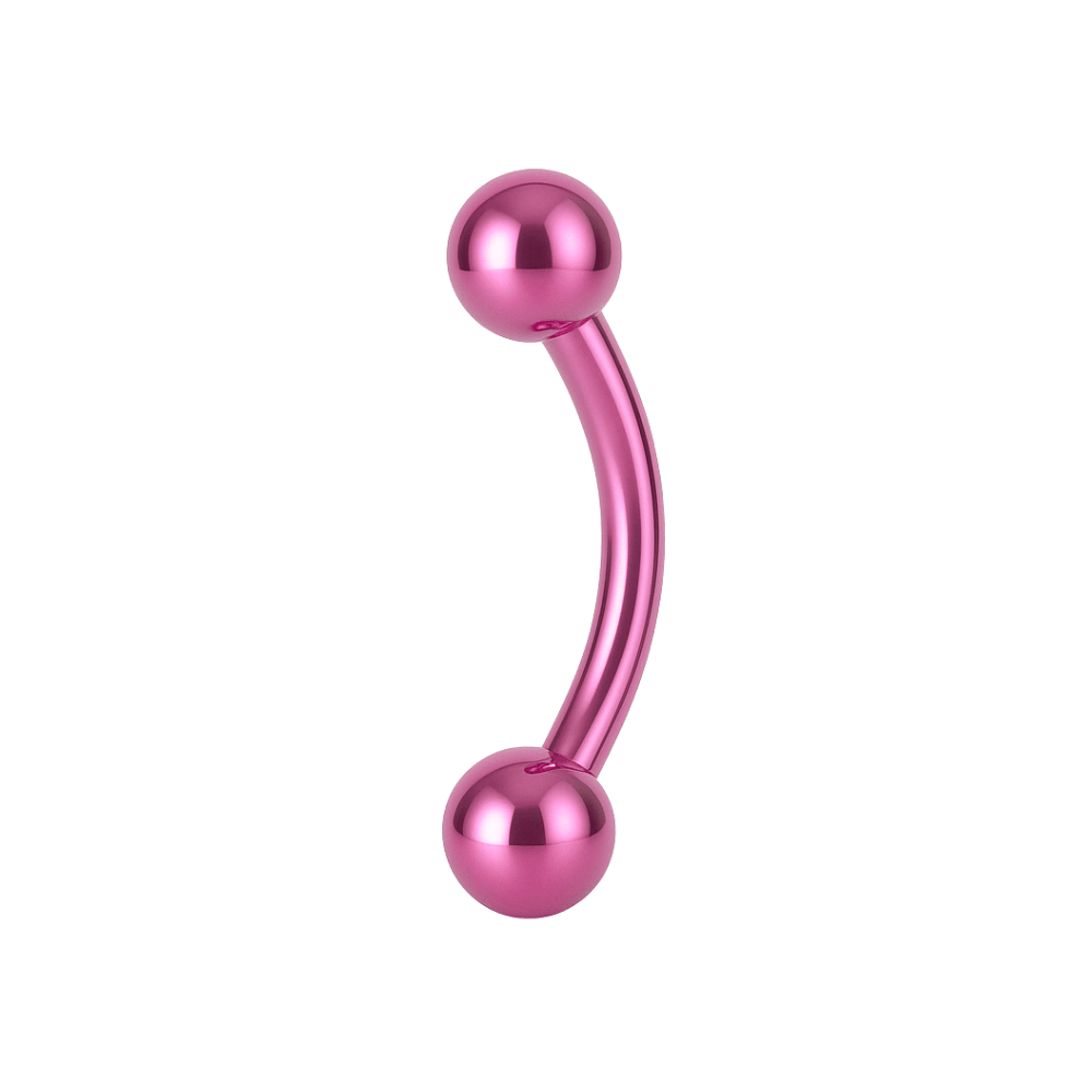 316L Surgical Steel Coloured Curved Bar With Ball