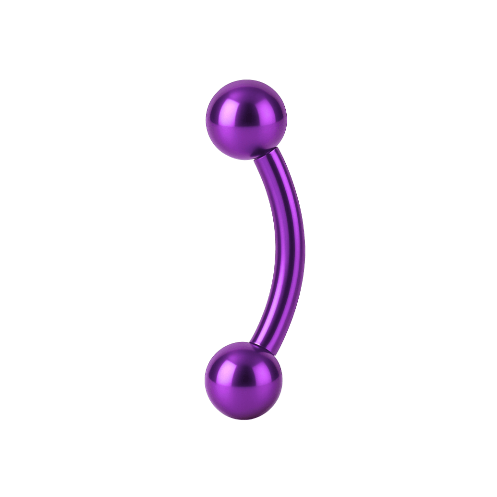 316L Surgical Steel Coloured Curved Bar With Ball