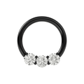 316L Surgical Steel Prong Set Clear CZ Stones Hinged Segment Clicker Ring