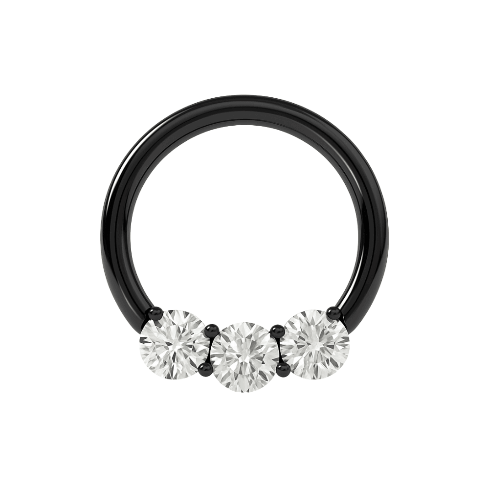 316L Surgical Steel Prong Set Clear CZ Stones Hinged Segment Clicker Ring