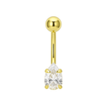 14K Gold Pear CZ Jewelled Internally Threaded Belly Ring