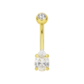 14K Gold Pear Cut CZ Jewelled Internally Threaded Top Ball With CZ Belly Ring