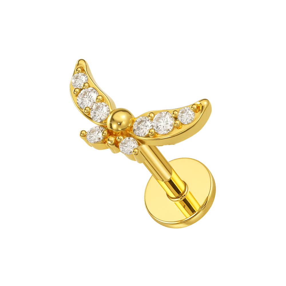 316L Surgical Steel Jewelled Butterfly Internally Threaded Screw Fit Labret Stud