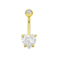 9K Gold Heart Shaped CZ Jewelled Internally Threaded Top Ball With CZ Belly Ring