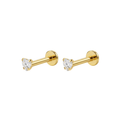 9K Gold Heart Cubic Zirconia Stone Top Threadless Labret Pair