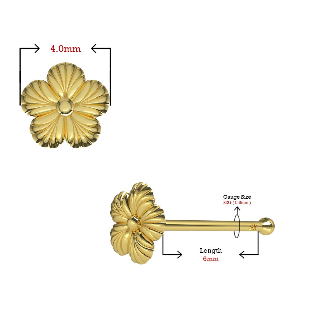9K Gold Flower Nose Bone
