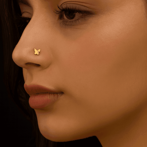 14K Gold Plain Butterfly Nose Screw