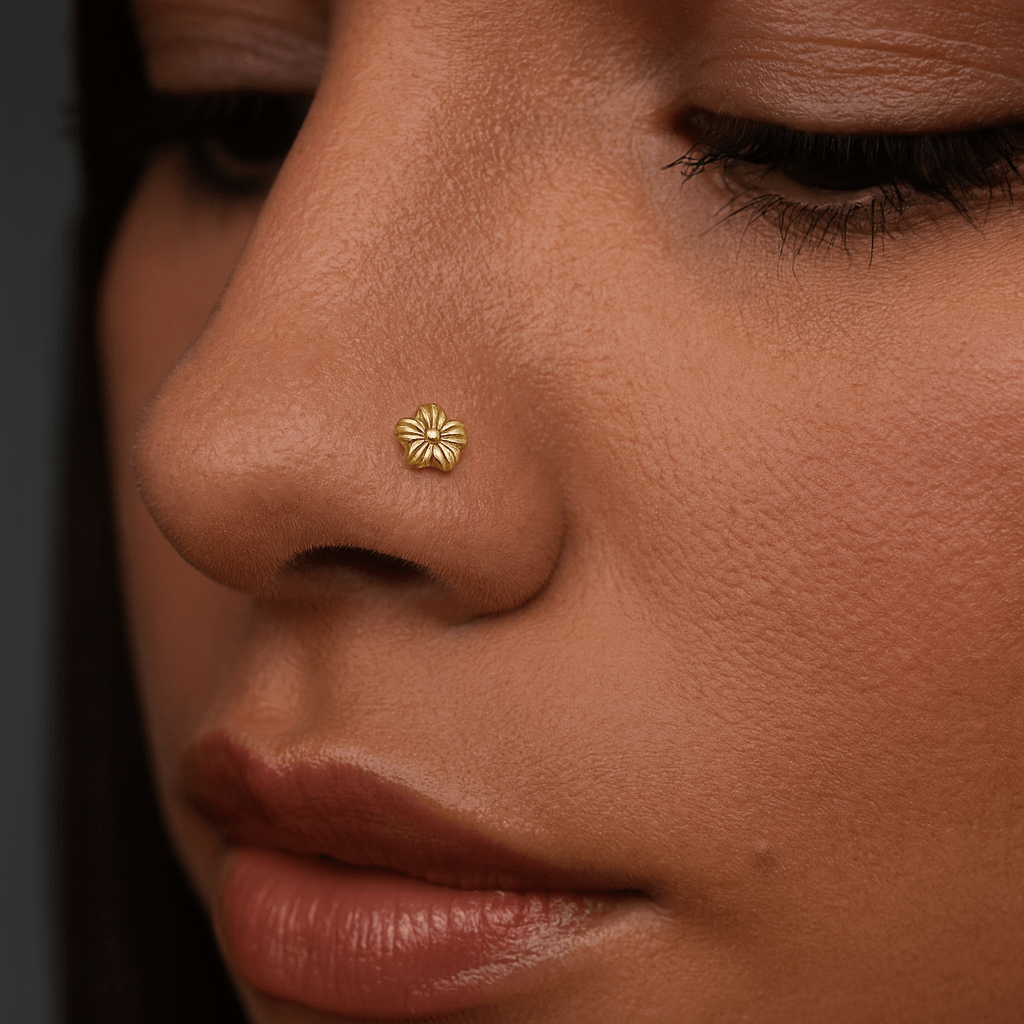 9K Gold Flower Nose Bone