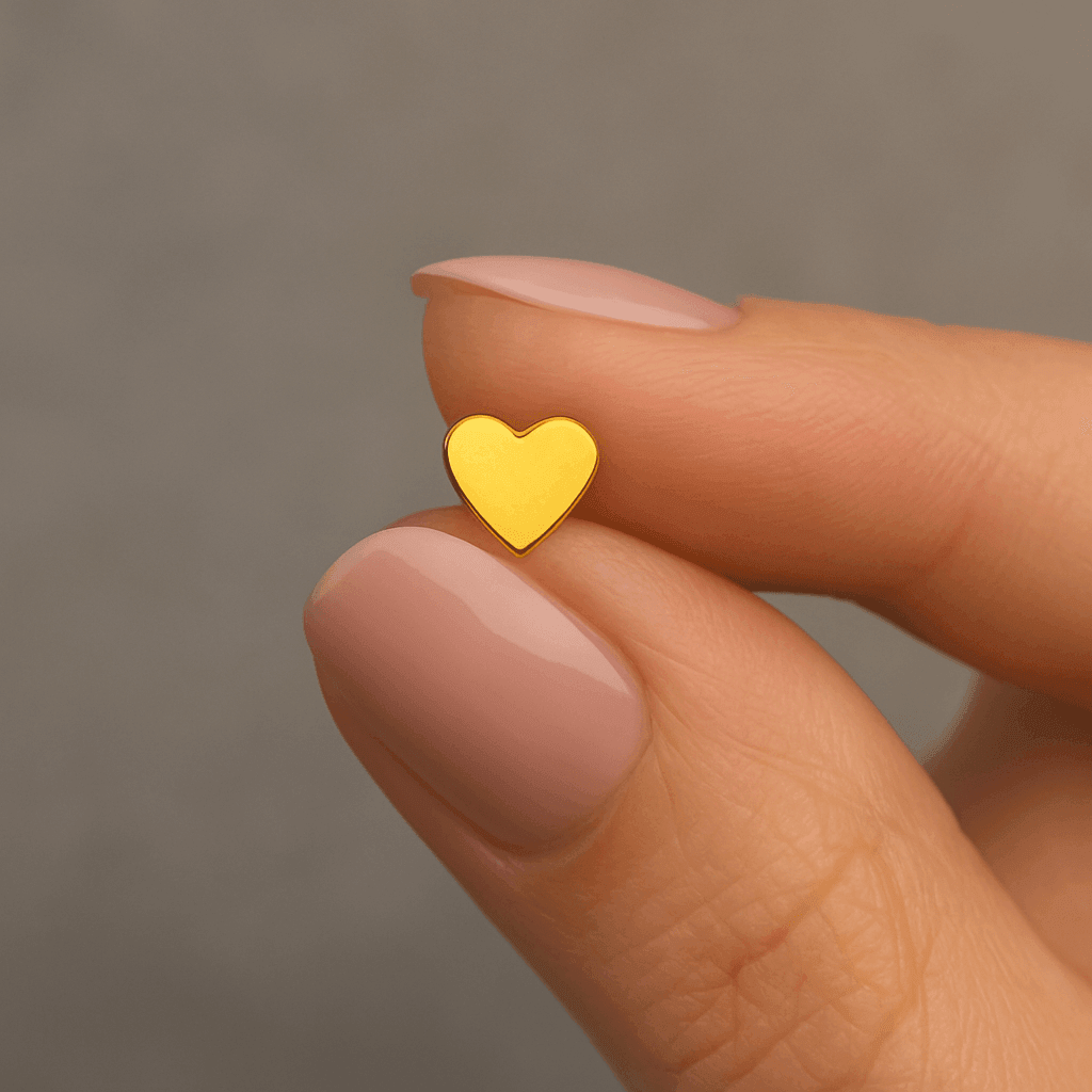 9K Gold L-Shaped Plain Heart Design Nose Stud
