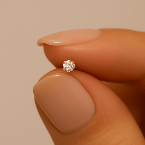 14K Gold Head Bio-Plast Nose Screw with CZ Stone