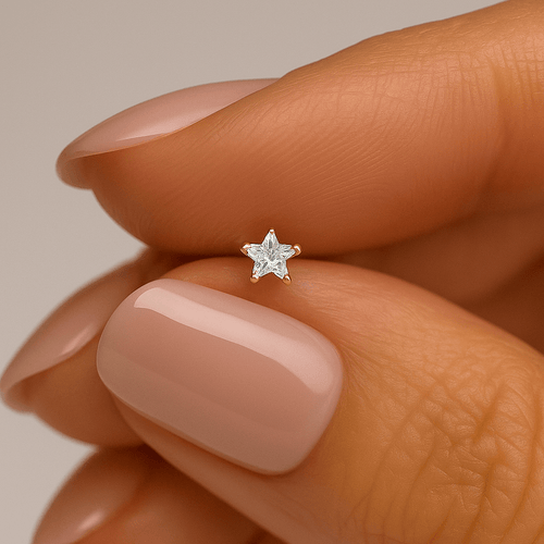 14K Gold Star CZ Jewelled Nose Screw