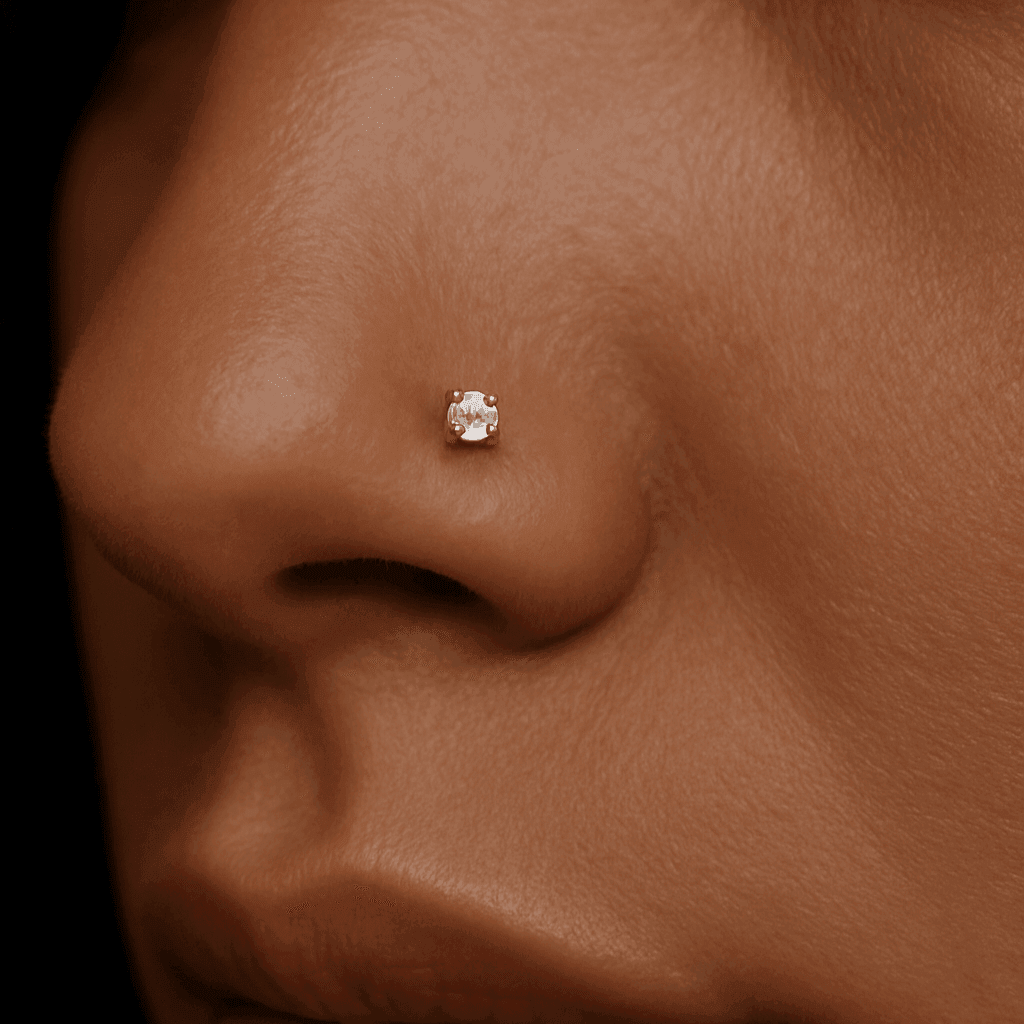 9K Gold Claw Set Round Lab Grown Diamond Nose Bone