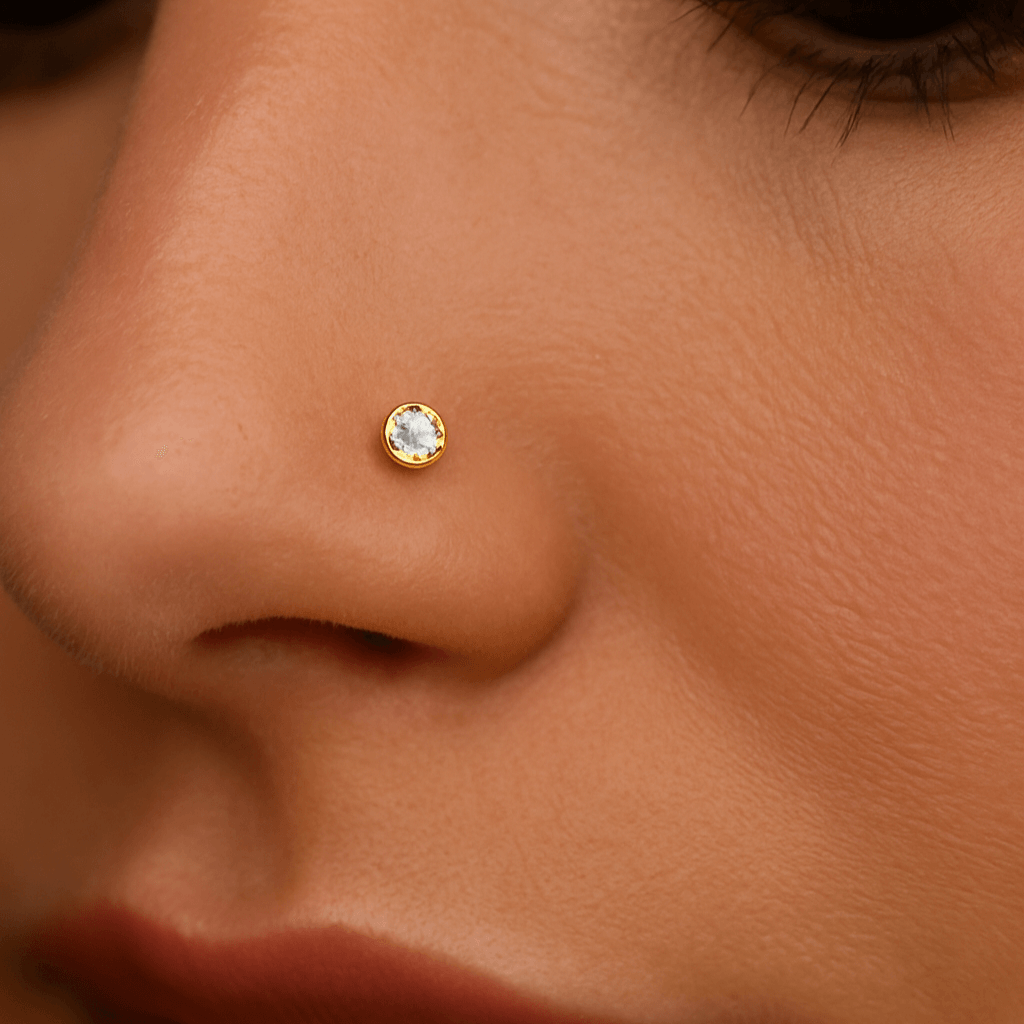9K Gold Genuine Crystal Jewelled Nose Bone