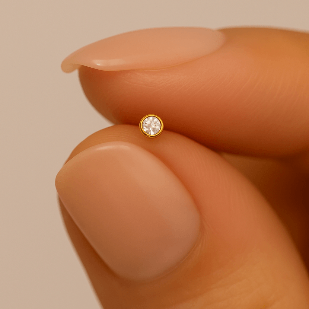 9K Gold Genuine Crystal Jewelled Nose Bone