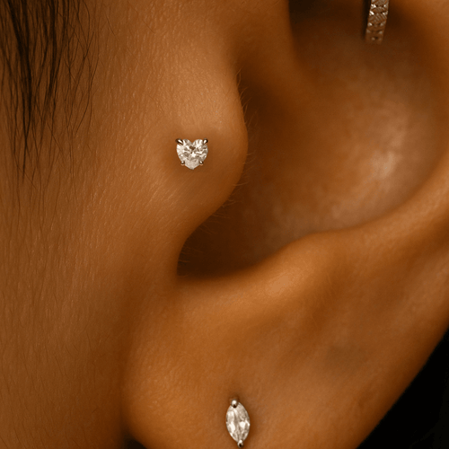 14K Gold Heart Head and BioFlex Stud