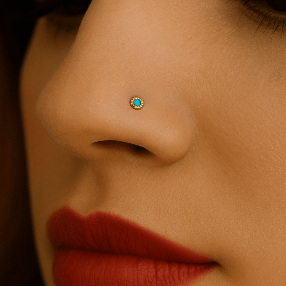9K Gold Jewelled L-Shape Nose Stud