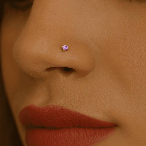 14K Gold Colourful Crystal Jewelled Nose Bone