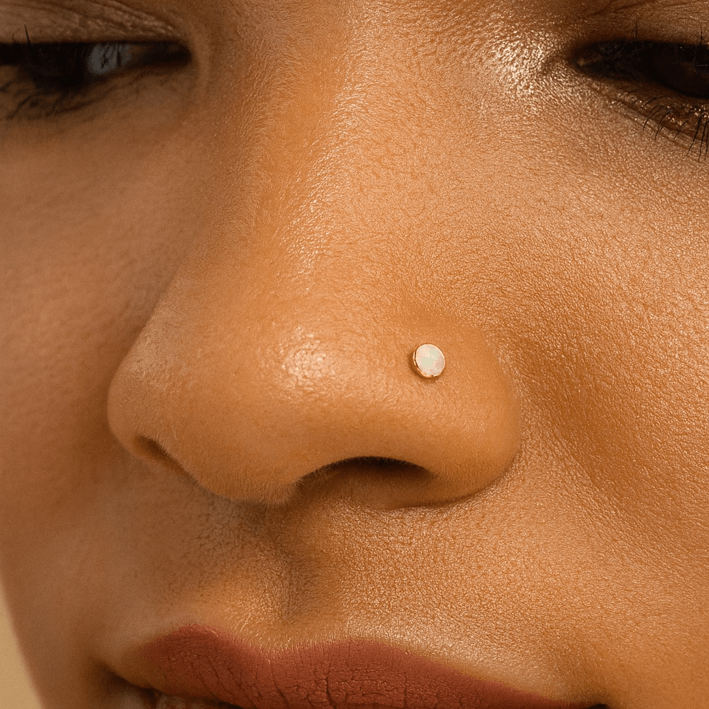 9K Gold L-Shaped Crystal Nose Stud