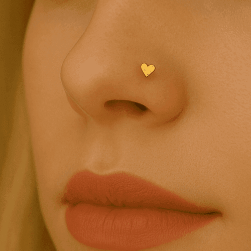 14K Gold Heart Nose Screw Stud