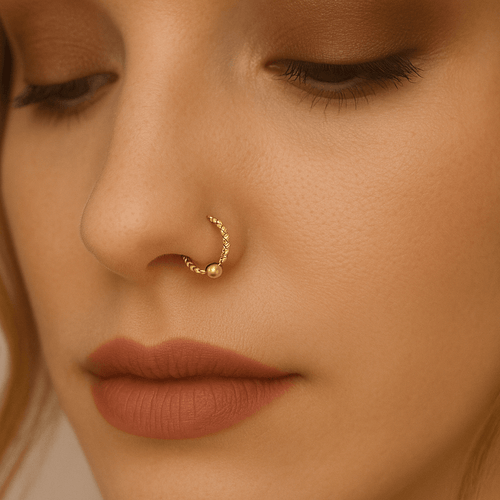 14K Gold Laser Cut BCR Nose Hoop Ring
