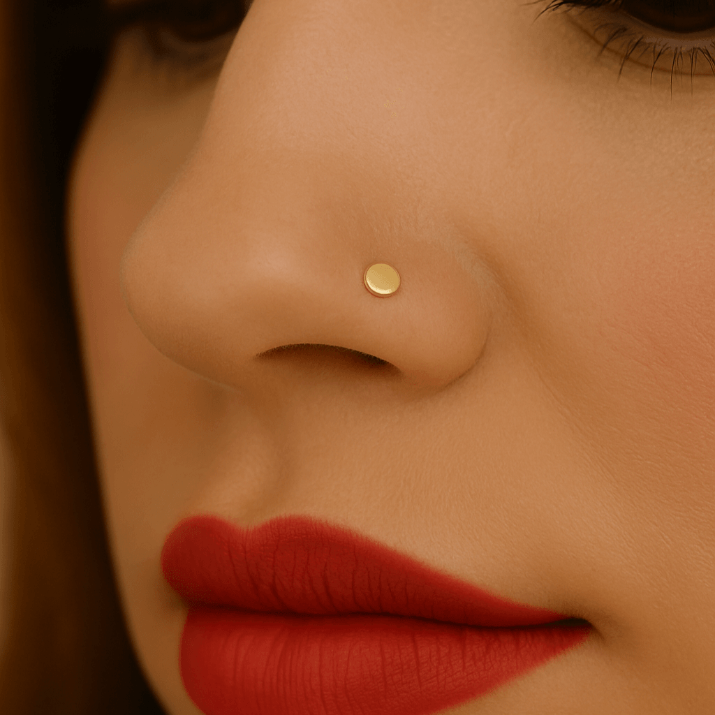 9K Gold Plain Button Style L-Shape Nose Stud