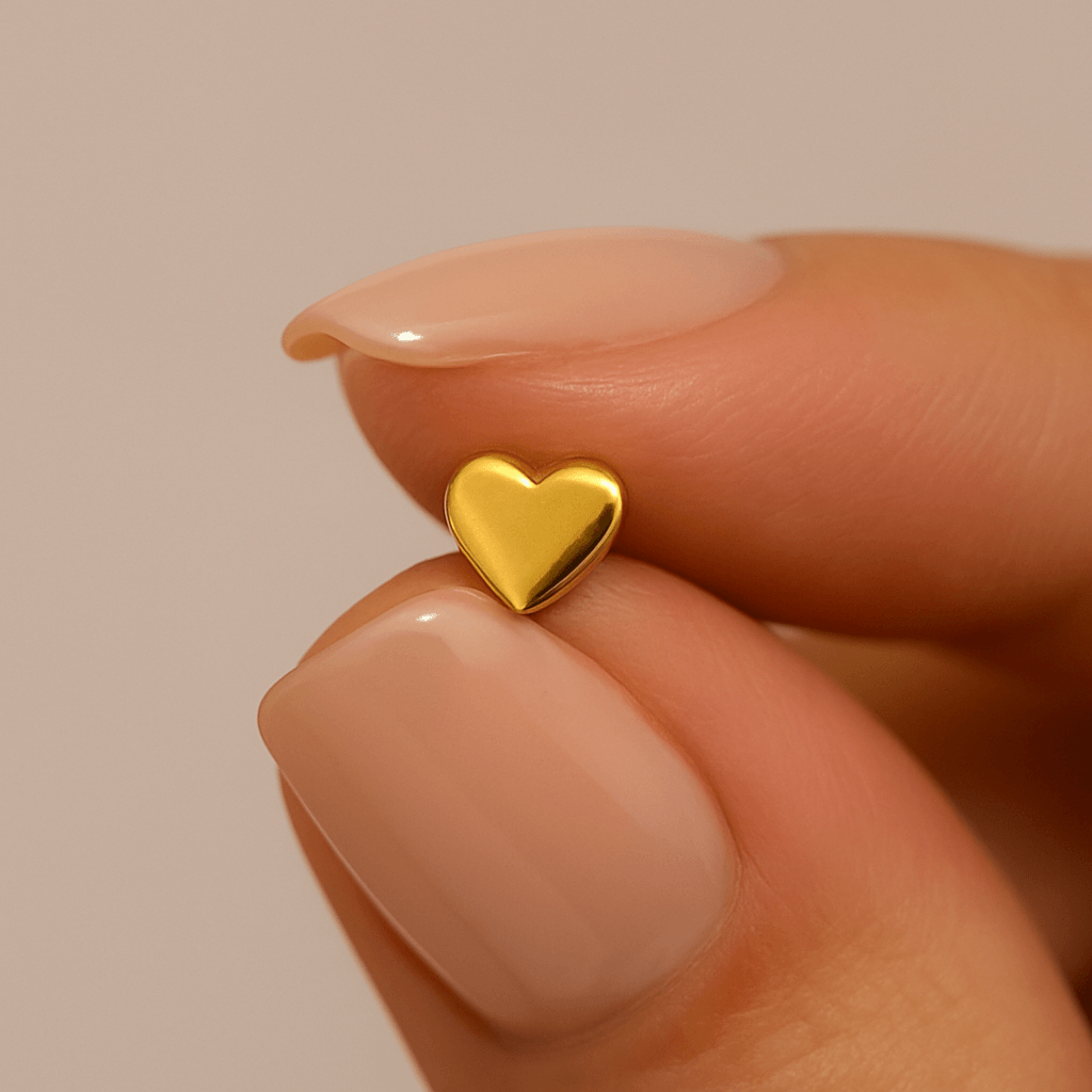 14K Gold Heart Nose Screw Stud