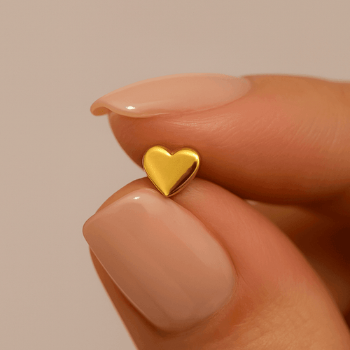14K Gold Emboss Heart Nose Bone